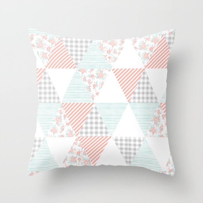 Trendy Quilt Pattern Triangle Baby Nursery Gender Neutral Trendy Quilt Pattern Triangle Baby Nursery Gender Neutral Gifts For New Room Throw Pillow