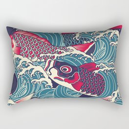 Colorful japanese Koi/carp fish in the wave seamless pattern Rectangular Pillow