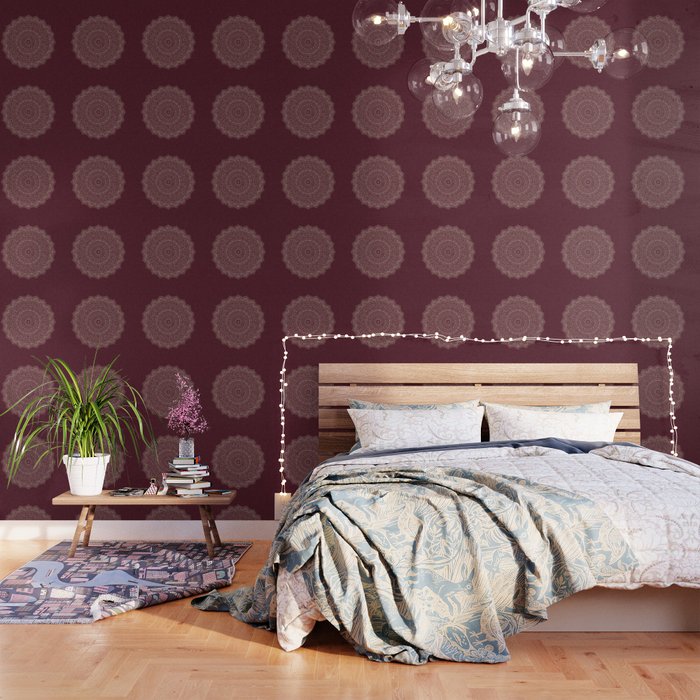 Rose Gold Marble Mandala Burgundy Textured Wallpaper By Art4sharing