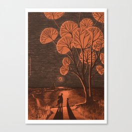 The first meeting - A magical night under the bloody red moon Canvas Print