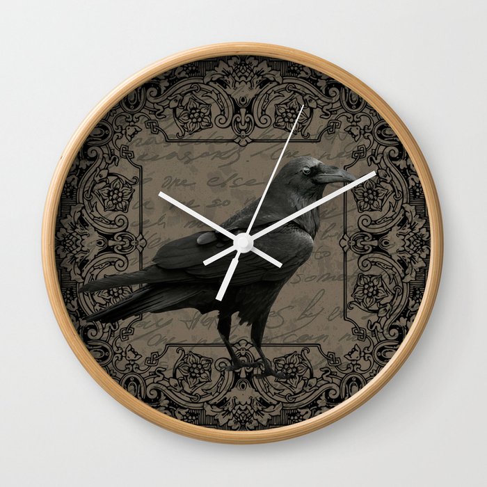 Vintage Halloween raven Wall Clock