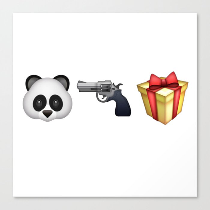 A Panda Next to a Gun Next to a Wrapped Gift (Shosanna, HBO Girls) Canvas Print