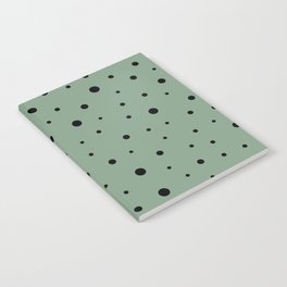 Black Random Little Polka Dots on Basil Green Notebook