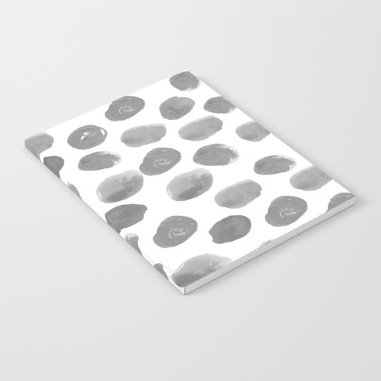 Grayson - grey and white modern brushstroke monochromatic dots abstract painting design hipster art Notebook