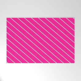 [ Thumbnail: Deep Pink & Light Gray Colored Pattern of Stripes Welcome Mat ]