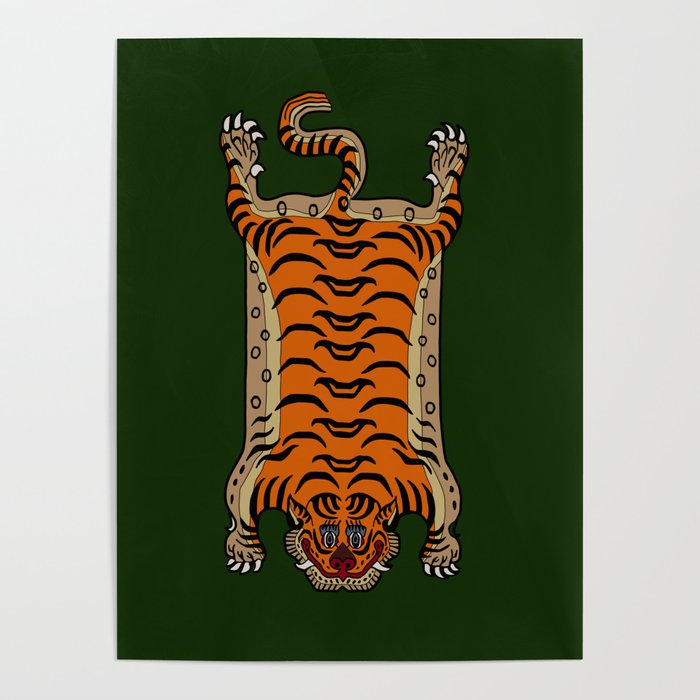 TIBETAN TIGER RUG-green Poster