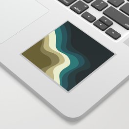 Green and blue retro style waves Sticker