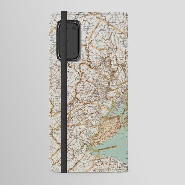 Vintage 1900 Road Map Of The New York District Android Wallet Case