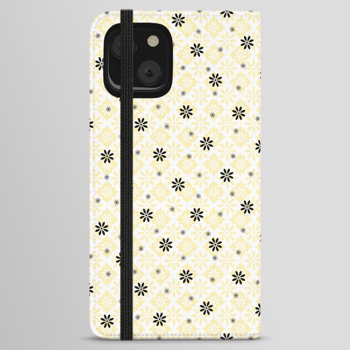 Yellow - Retro Mid Mod Quatrefoil flowers iPhone Wallet Case