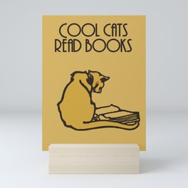 Cool cats read books Mini Art Print