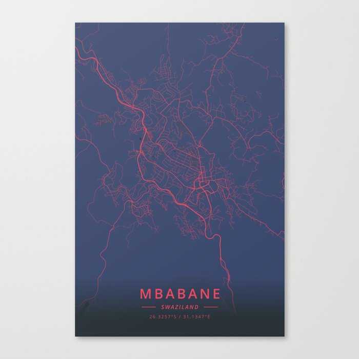 Mbabane, Swaziland - Neon Canvas Print