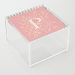 Botanical Letter P (Hibiscus Pink) Acrylic Box