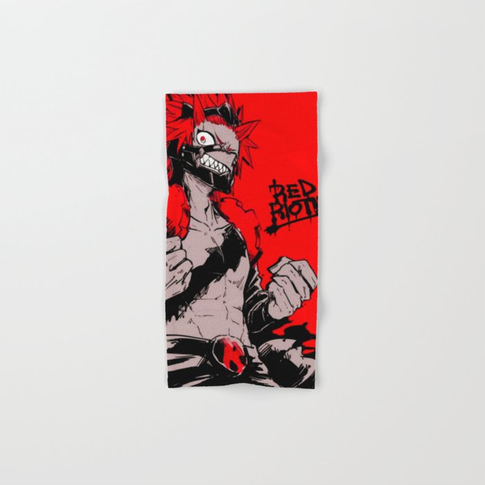 Red Riot Kirishima Eijiro My Hero Academia Hand Bath Towel By Mangasekai Society6