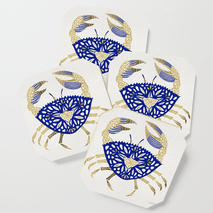 Crab – Navy & Gold Coaster