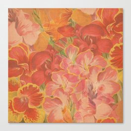 Flower, Floral, Bouquet, Background, Red, Pink, Rose. Vintage. Retro. Illustration.  Canvas Print