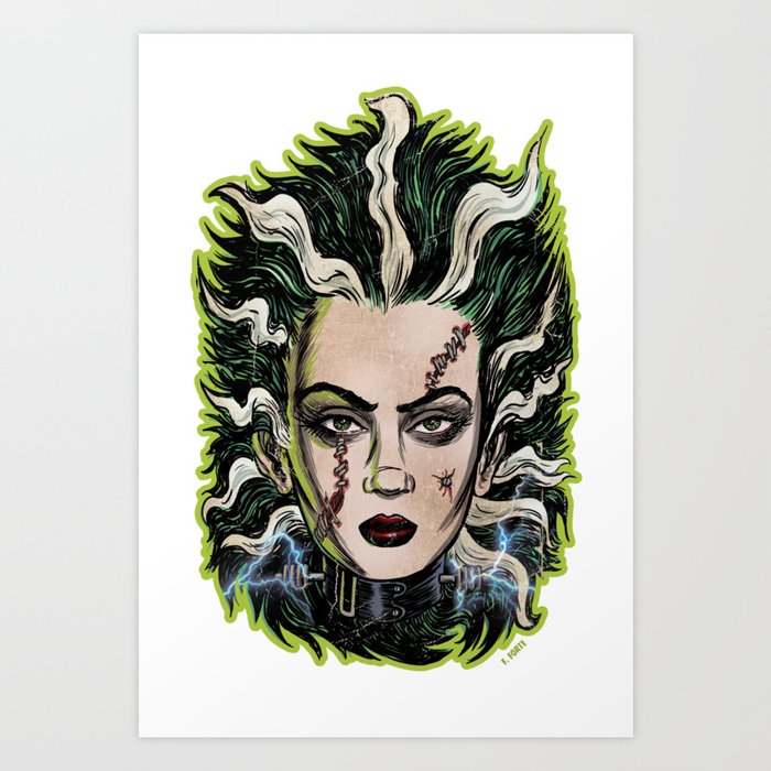 FrankenHorrors Bride of Frankenstein Horror Goth graphic Art Print
