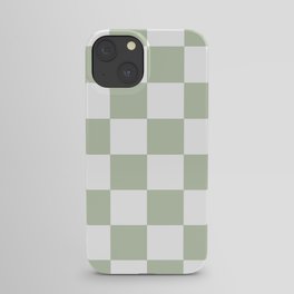 Green & White Checkered Pattern iPhone Case