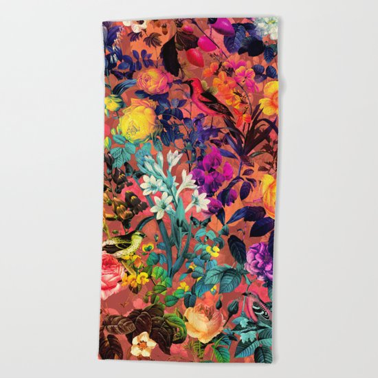 Floral and Birds II Beach Towel