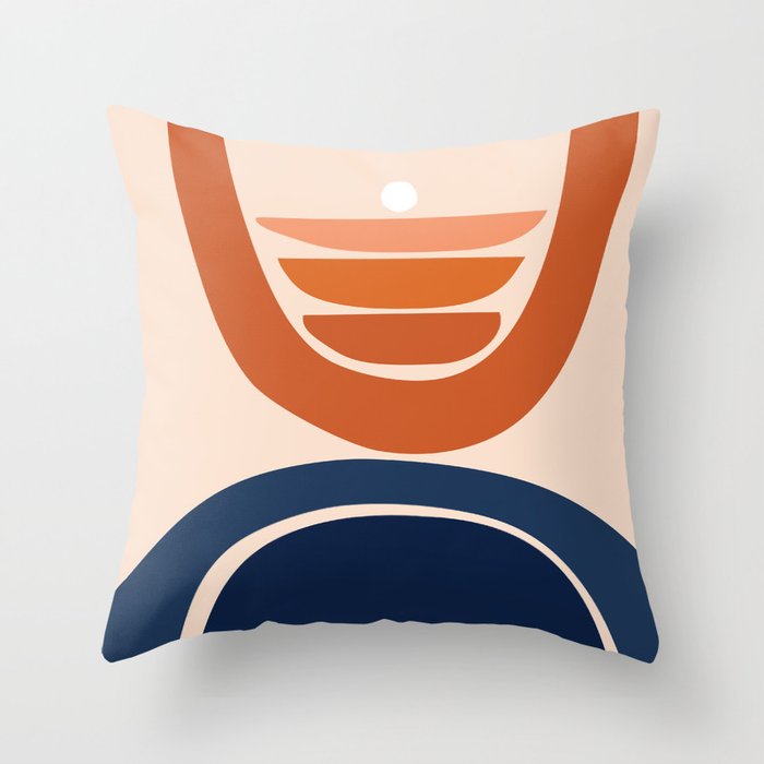 Abstract Shapes 8 in Orange and Navy Blue Throw Pillow