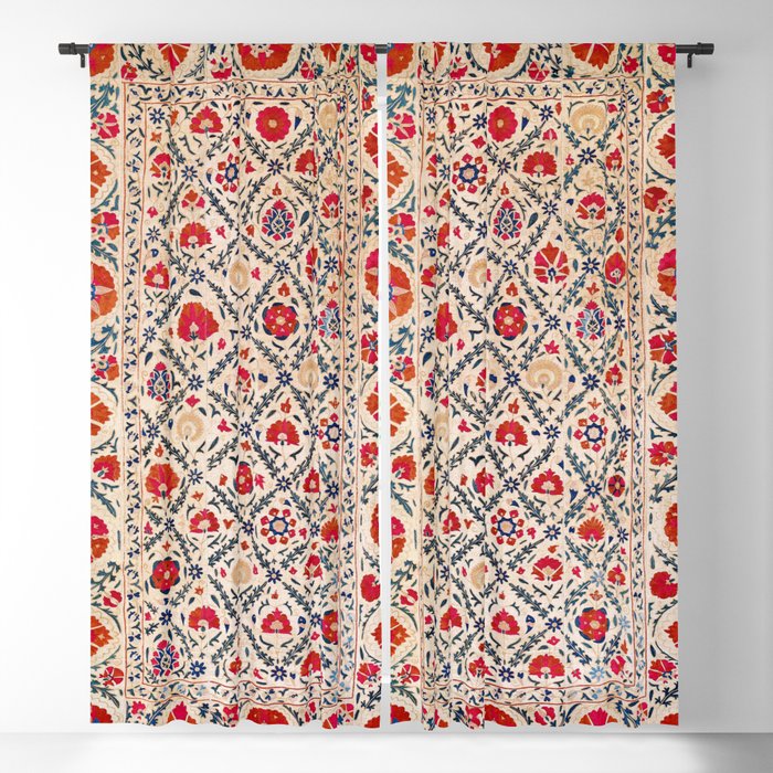 Kermina Suzani Uzbekistan Floral Embroidery Print Blackout Curtain
