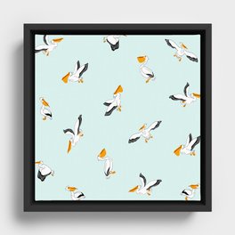 Vintage Happy Summer Sea Birds Framed Canvas