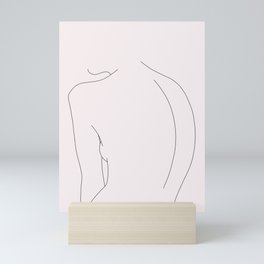Woman's nude back line drawing illustration - Alex Natural Mini Art Print