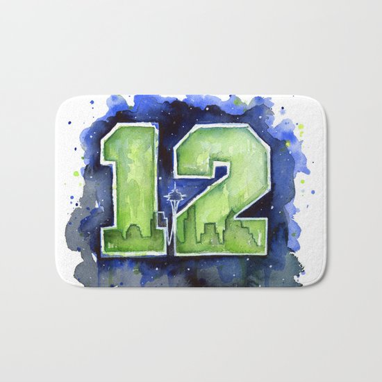 12th Man Seahawks Seattle Go Hawks Art Bath Mat