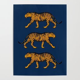 Tigers (Navy Blue and Marigold) Poster