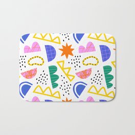 Abstract shape seamless pattern with colorful geometric doodles Bath Mat