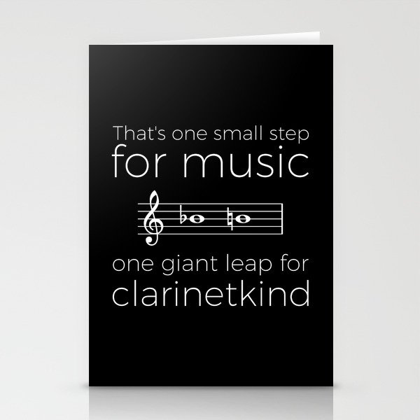 Crossing the break (clarinet) - white text for dark t-shirts Stationery Cards