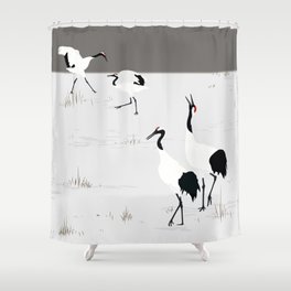 Red crowned Crane Shower Curtain