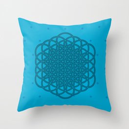 Blue Yoga Mat w/ Sacred Geometry design Throw Pillow