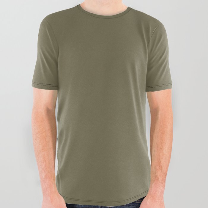 MARTINI OLIVE GREEN SOLID COLOR  All Over Graphic Tee