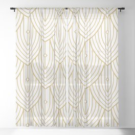 Gold and white art-deco pattern Sheer Curtain