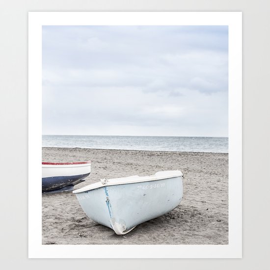 Lonely boats at the beach Art Print