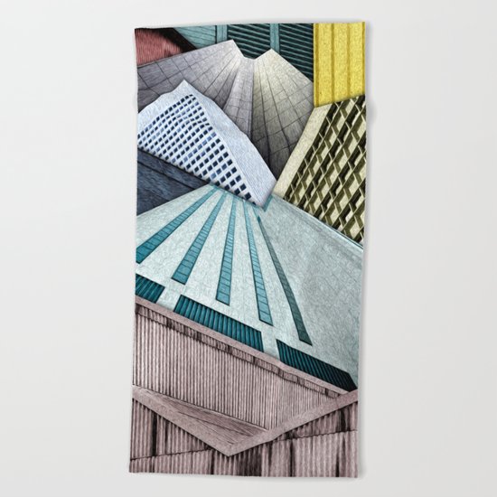 Angles of City Structures Beach Towel