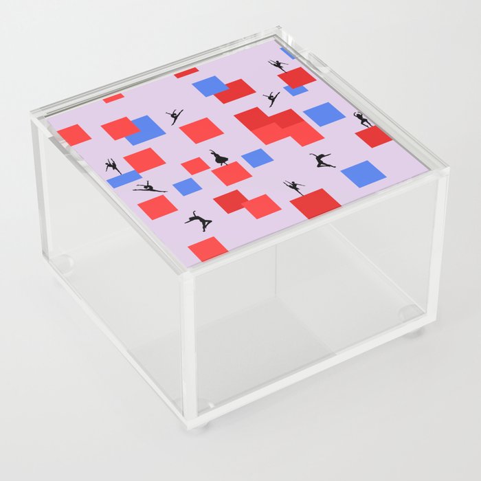 Dancing like Piet Mondrian - Composition in Color A. Composition with Red, and Blue on the light violet background Acrylic Box