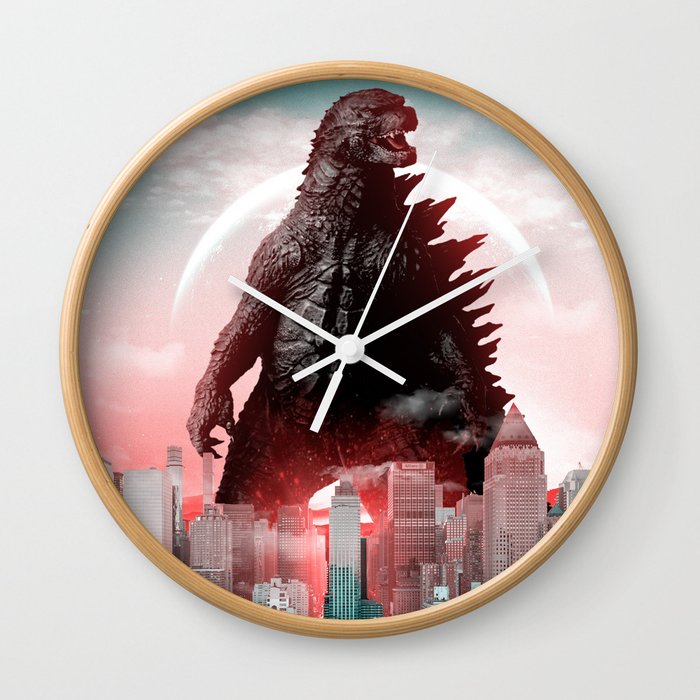 Godzilla City Fantasy Wall Clock