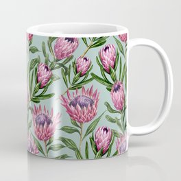 Teal Protea Floral Coffee Mug