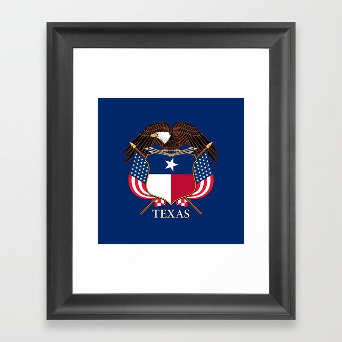 Texas flag and eagle crest - original concept and design by BruceStanfieldArtist Framed Art Print