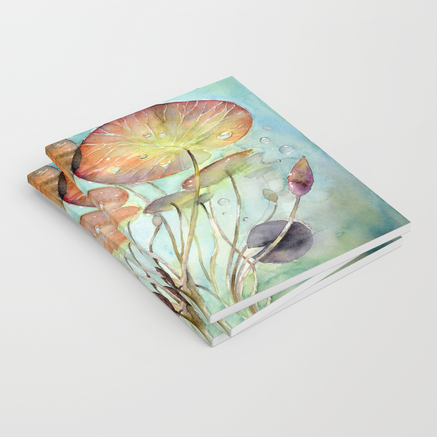 Waterlily Watercolor Lilypad Illustration Pond Surreal Art