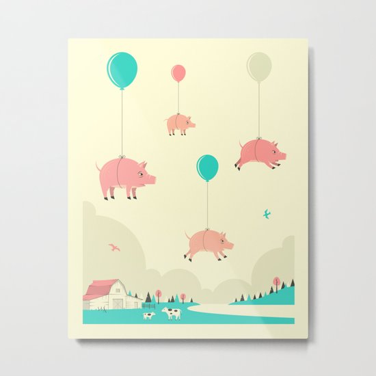 FLOCK OF PIGS Metal Print
