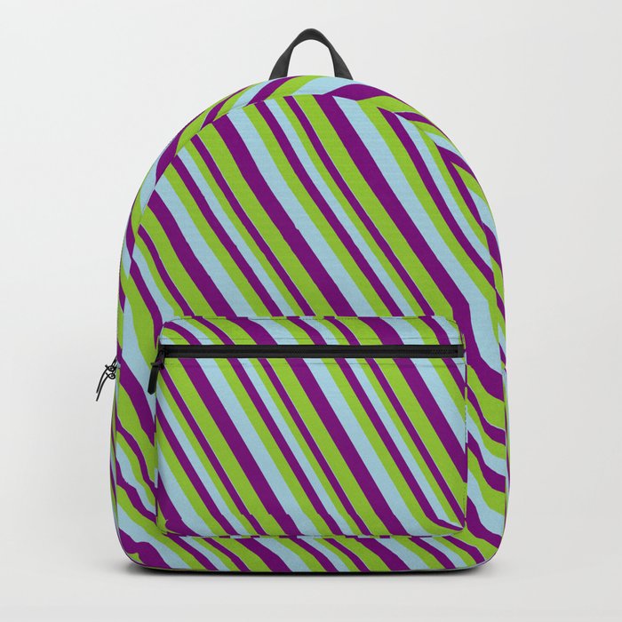 Light Blue, Purple & Green Colored Pattern of Stripes Backpack