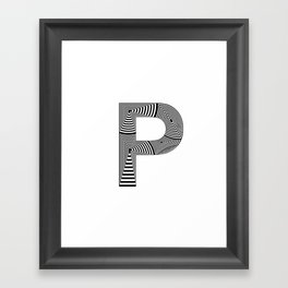 capital letter P in black and white, with lines creating volume effect Framed Art Print