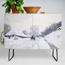 Claude Monet - Cart on the Snowy Road at Honfleur Credenza