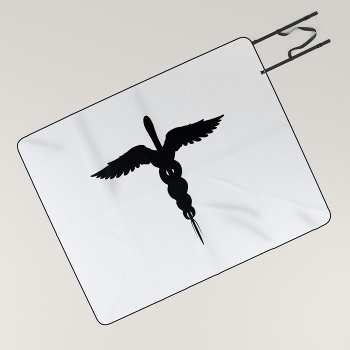 Caduceus Medical Symbol Isolated Picnic Blanket by HomeStead Digital