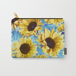 Dreamy Sunflowers on Blue Carry-All Pouch