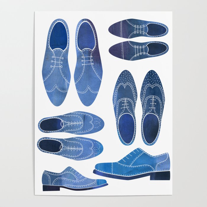 Blue Brogue Shoes Poster