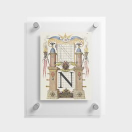 Vintage calligraphic poster 'N' Floating Acrylic Print