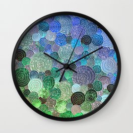 Abstract blue & green glamour glitter circles and polka dots for ladies Wall Clock | Green, Fashion, Mermaidscales, Abstract, Digital, Dot, Trendy, Girly, Aqua, Sparkling 